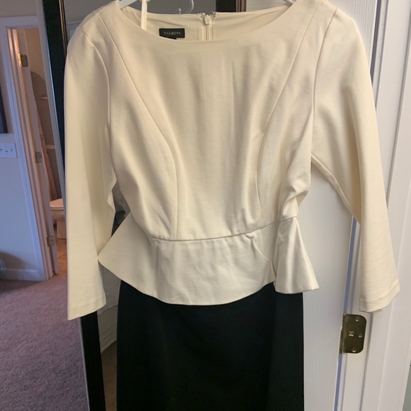 Talbots black and white color block peplum dress! - Picture 2 of 4